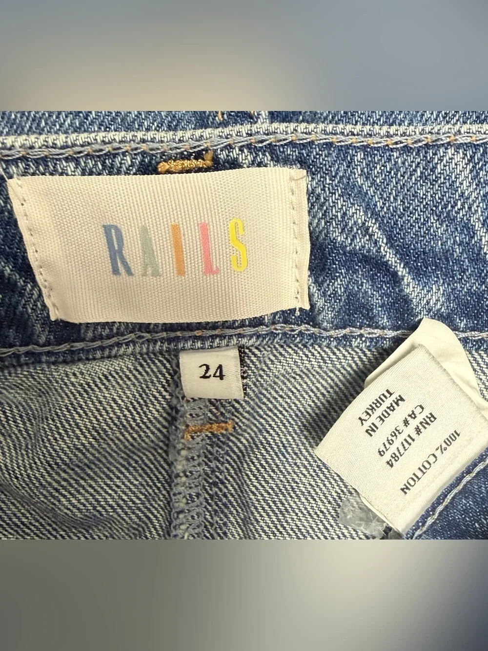 RAILS Highland Denim Midi Skirt Raw Hem Blue Wash Quiet Luxury Minimalist  Sz 24